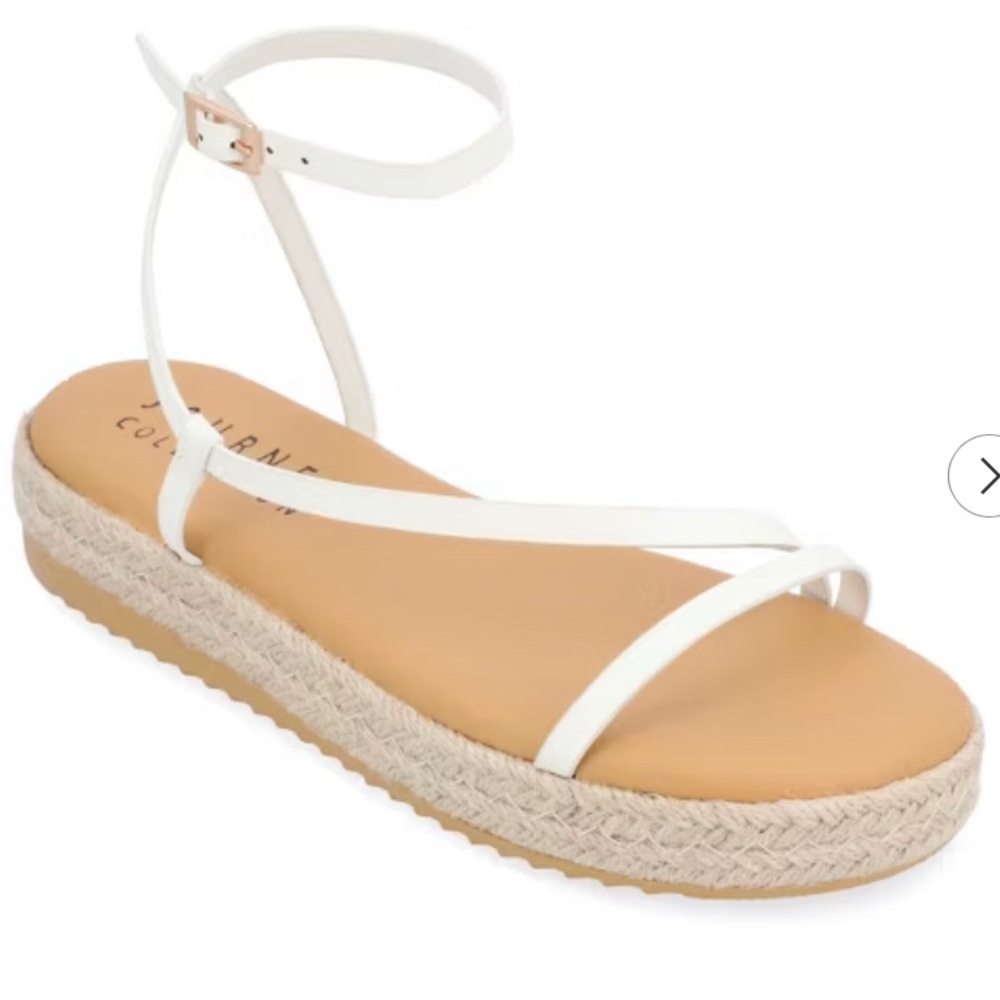 Journee Collection White Espadrille Ankle-Strap Platform Sandal